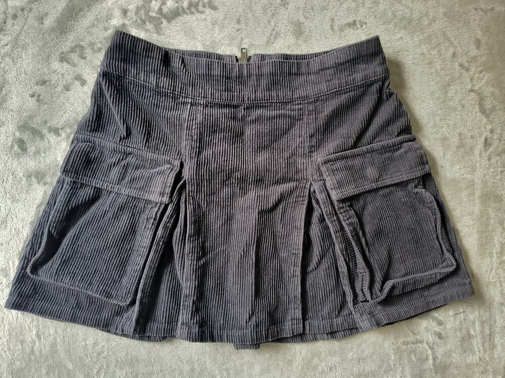 Women's Gray Corduroy Mini Skirt - Size XS